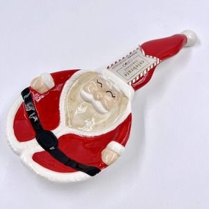 Ciroa Christmas Spoon Rest Ceramic Santa Claus Kitchen Utensil Holiday Gift